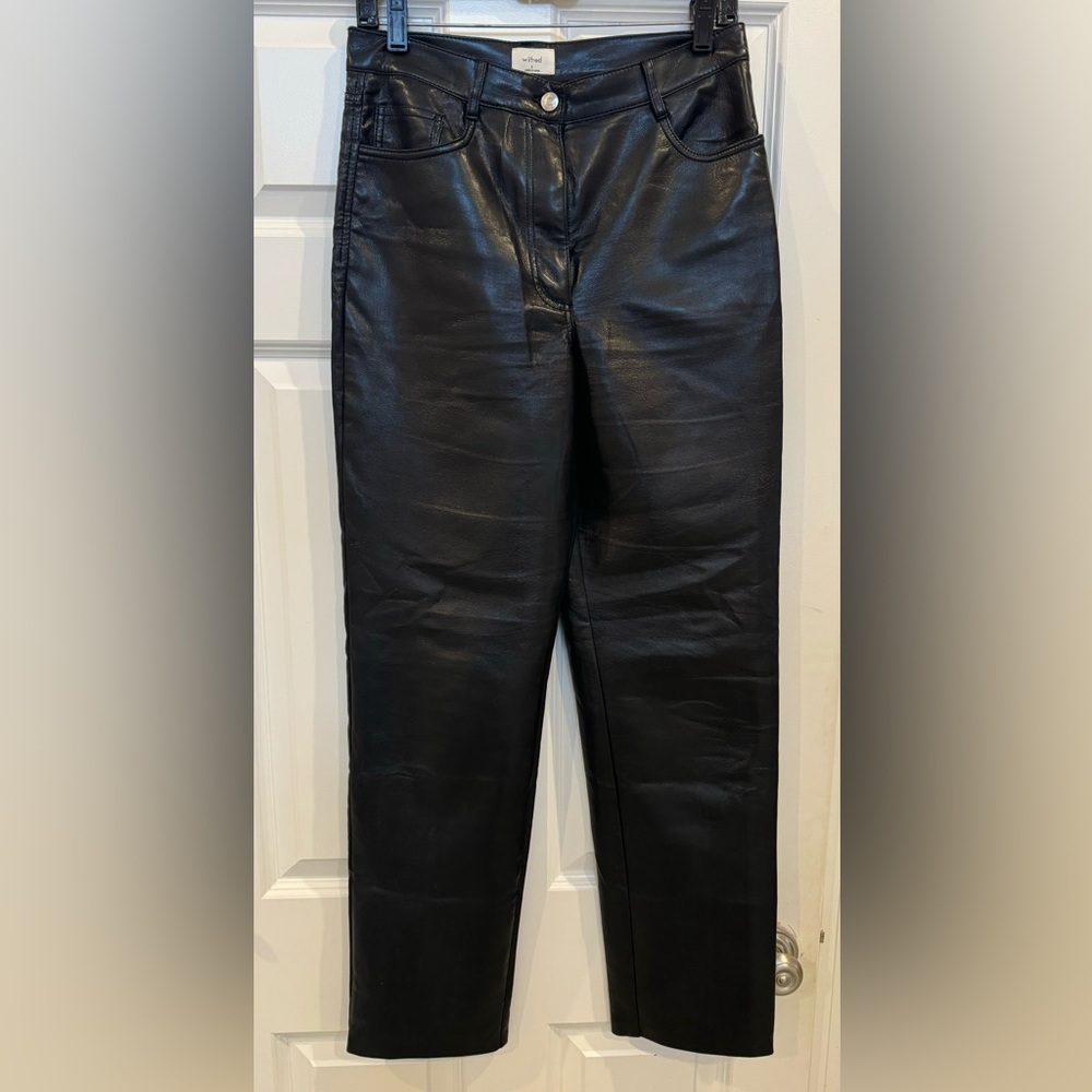 Aritzia Wilfred Black Vegan Leather High Rise Pants